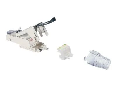 Intellinet Modular Plug Cat6a 10G Shielded Toolless RJ45 Modular Field Termination Plug with Pull-ring Release, For Easy and Quick High-quality Cable Assembly in the Field, STP, for Solid & Stranded Wire, Gold-plated Contacts, Metal Housing - Netzwer