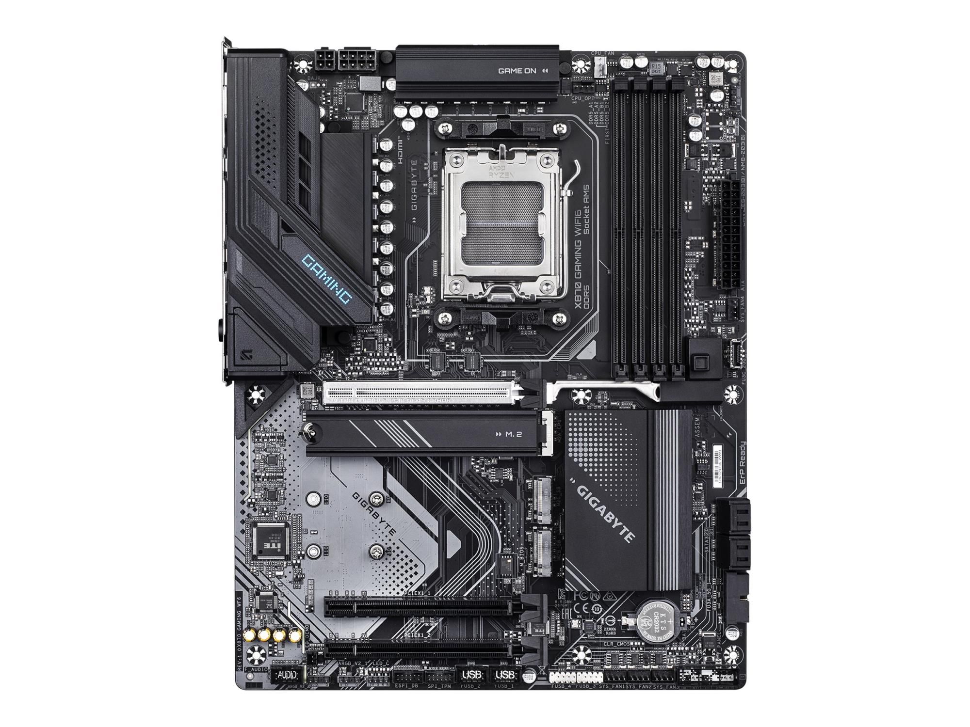 Gigabyte X870 GAMING WIFI6 - Motherboard - ATX - Socket AM5 - AMD X870 Chipsatz - USB4, USB 3.2 Gen 2, USB 3.2 Gen 1, USB-C 3.2 Gen 2x2 - 2.5 Gigabit LAN, Wi-Fi 6, Bluetooth - Onboard-Grafik (CPU erforderlich)
