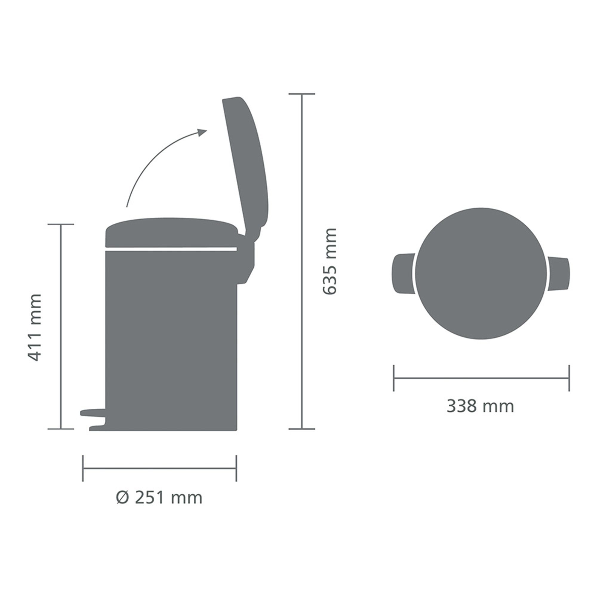 Brabantia NewIcon Treteimer, 12l, Matt Black