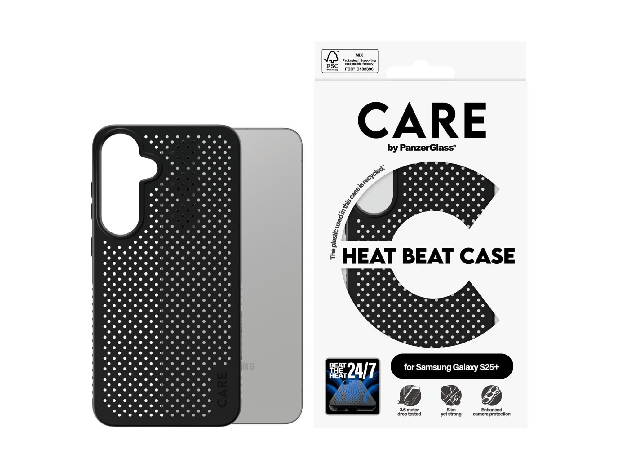 PanzerGlass CARE by PanzerGlass Heat Beat - Hintere Abdeckung für Mobiltelefon - Qi - 100 % recyceltes Polycarbonat, 100 % recyceltes thermoplastisches Polyurethan (TPU)