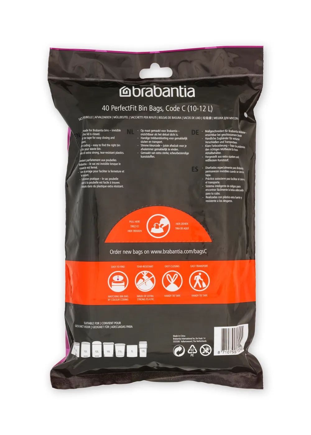 Brabantia Müllbeutel Spenderverpackung PerfectFit Beutel 10-12 L (C) 40Stk
