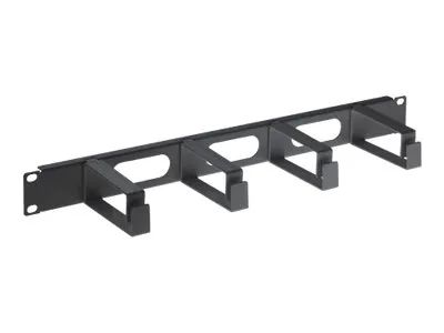 IC Intracom Intellinet Kabelmanagement für 19"-Schränke, 1 HE, 4 große Kunststoffringe, schwarz - Kabelführungsplatte für Schaltschrank - Schwarz, RAL 9005 - 1U - 48.3 cm (19")