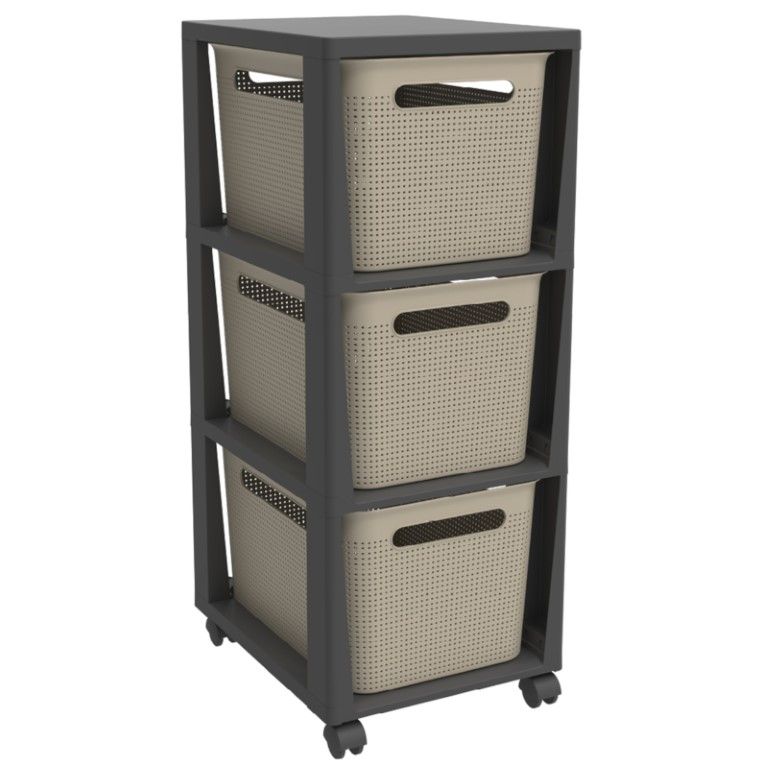 Rotho Tower 3 x 16 l BRISEN mit Rollen