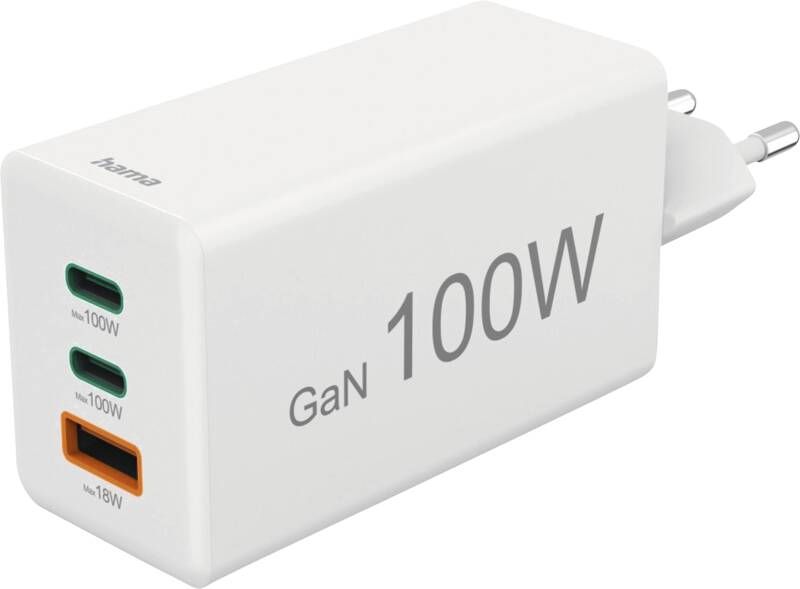 Hama 201997 Mini-Lader, GaN, 2xUSB-C+A, 100W