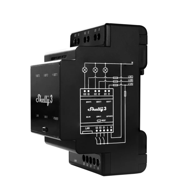 Shelly Pro 3 W LAN Schaltaktor/3x16A/LAN/WLAN/Hutschiene