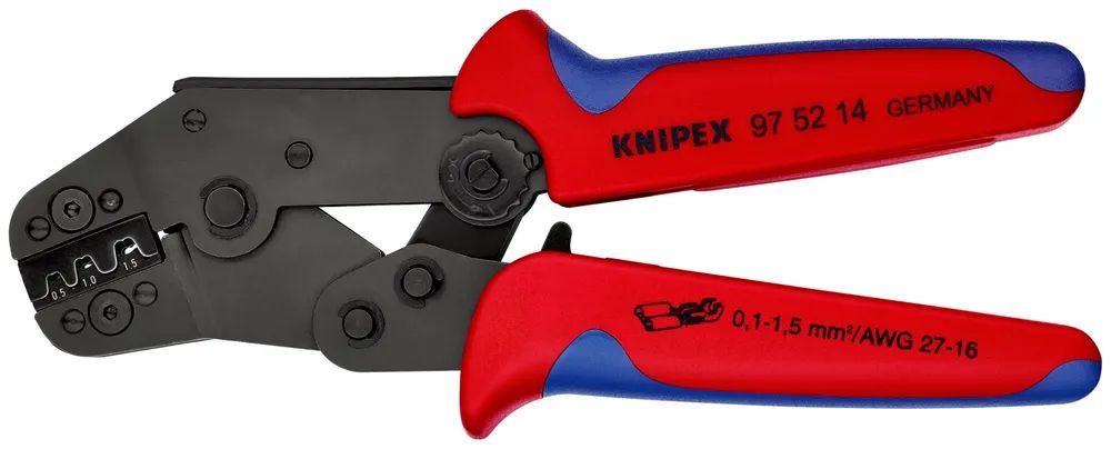 KNIPEX Crimpzange kurze Bauform mit Mehrkomponenten-Hüllen brüniert 195 mm