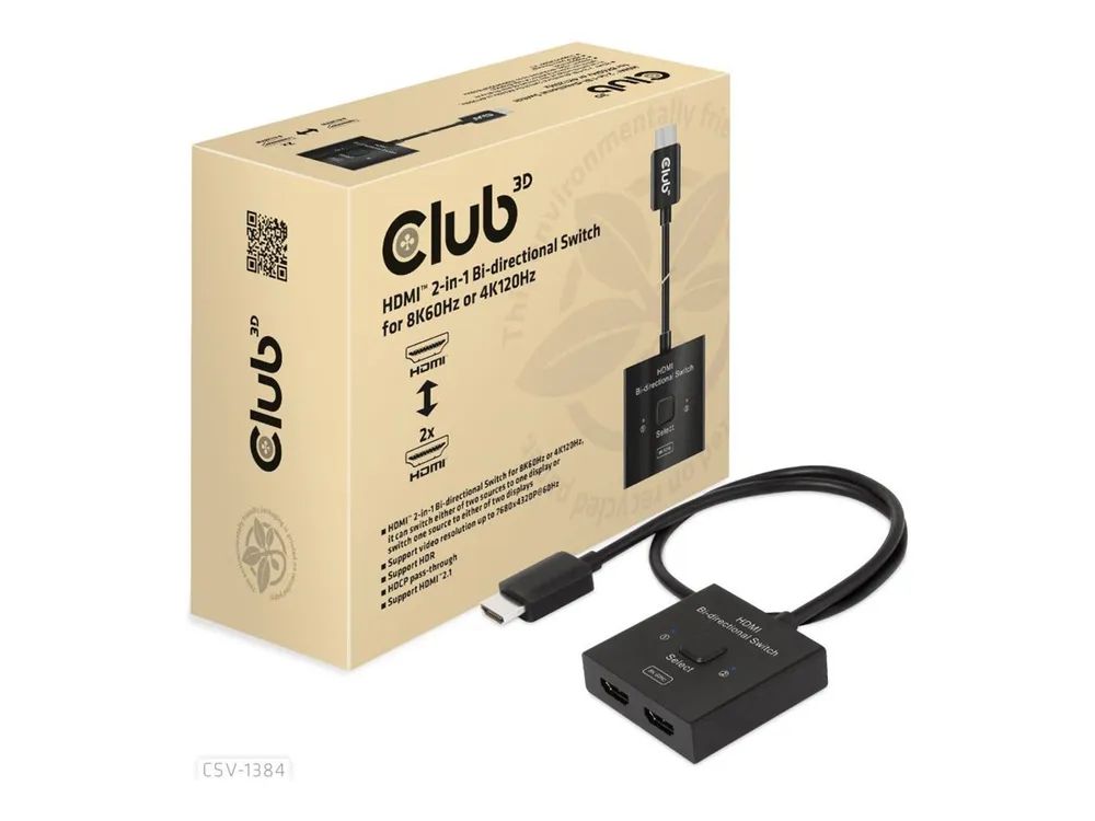 Club 3D CSV-1384 - Video/Audio-Schalter - 2-in-1, bidirektional