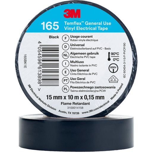 3M PVC-ISOLIERBAND 15MM X 10M SW / TEMFLEX 165 7100184723