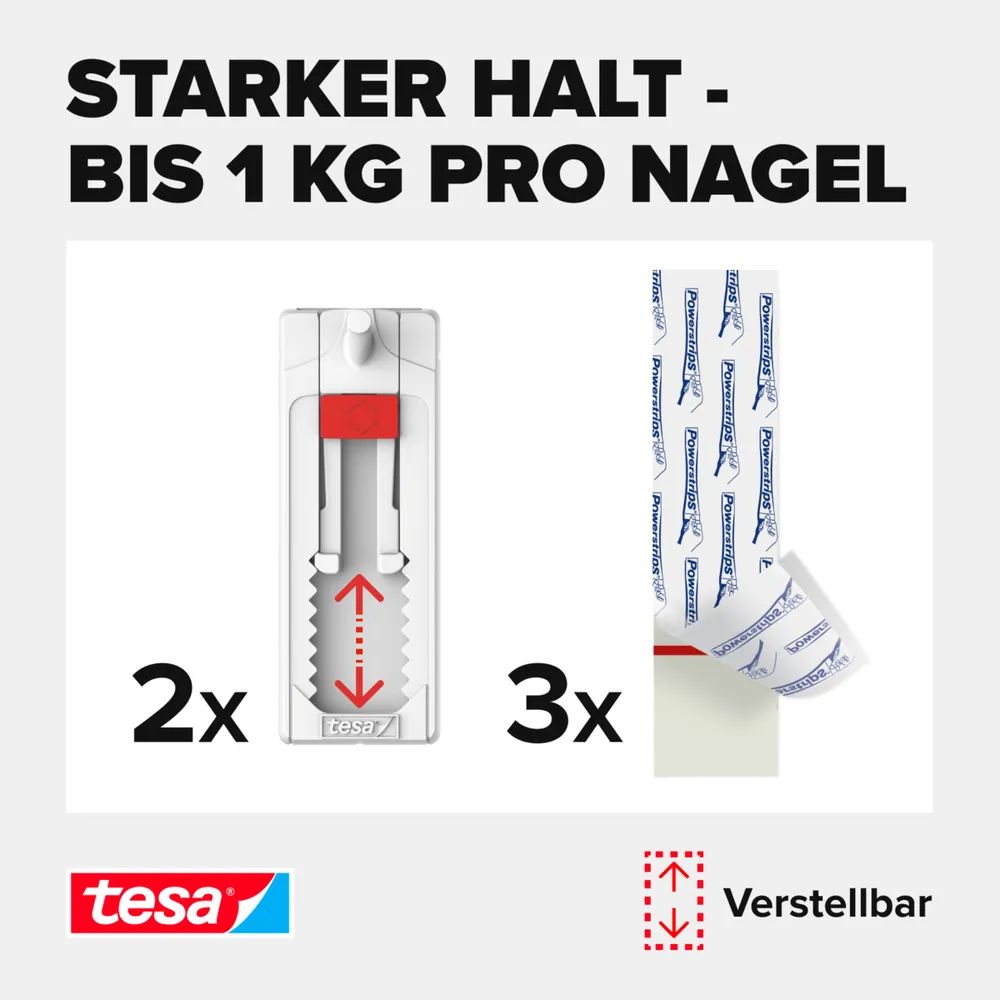 Tesa 77774 - Indoor - Hilfshaken - Rot - Weiß - Klebestreifen - 1 kg - Putz