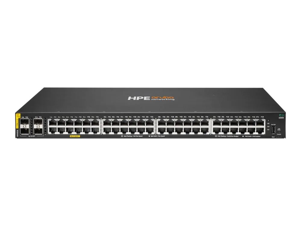 HPE Networking CX 6000 48p 10M/100M/1G Class4 PoE 4p SFP 1G 370W Switch EU - Switch