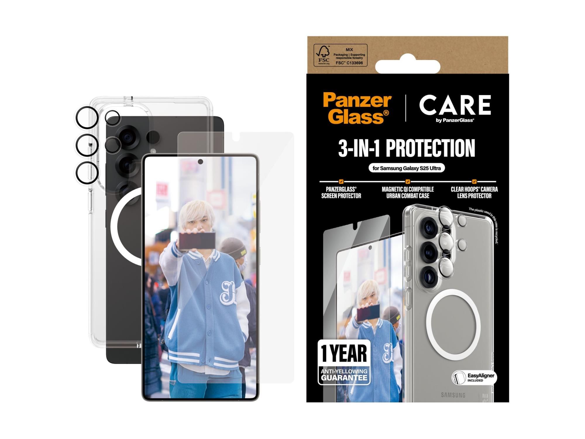 PanzerGlass CARE by PanzerGlass Urban Combat - Hintere Abdeckung für Mobiltelefon - 3-in-1 - kompatibel mit MagSafe - 100 % recyceltes Polycarbonat, 100 % recyceltes thermoplastisches Polyurethan (TPU)