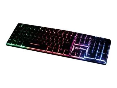 IC Intracom Manhattan Gaming USB Keyboard, Metal Base Edition, 12 Function Keys, Rainbow-LED Backlighting, 19 Anti-Ghost Key Caps, IPX4 (Splashproof)