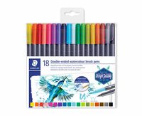 STAEDTLER Pinselmarker Design Journey Marsgraphic duo 18er Etui - Fein / Extradick - 18 Farben - Mehrfarben - Rundspitze & Bürstenspitze - 0,5 mm - 6 mm