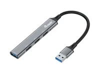 Equip 4-PORT-USB 3.0/2.0-HUB - USB 3.2 Gen 1 (3.1 Gen 1) Type-A - USB 2.0 - USB 3.2 Gen 1 (3.1 Gen 1) Type-A - 5000 Mbit/s - Schwarz - Grau - Aluminium - 0,15 m