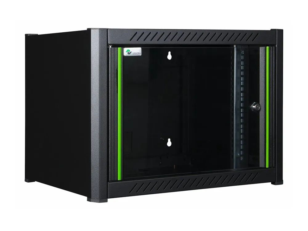 Lanview by Logon - Schrank Netzwerkschrank - 60 x 56 - geeignet für Wandmontage - Schwarz, RAL 9005 - 6U - 48.3 cm (19")
