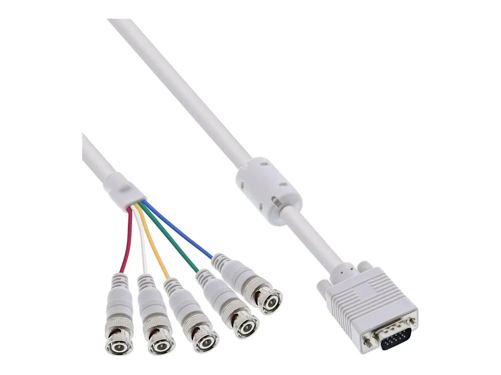 InLine VGA BNC Kabel - 5x BNC Stecker an 15pol HD Stecker - 5m