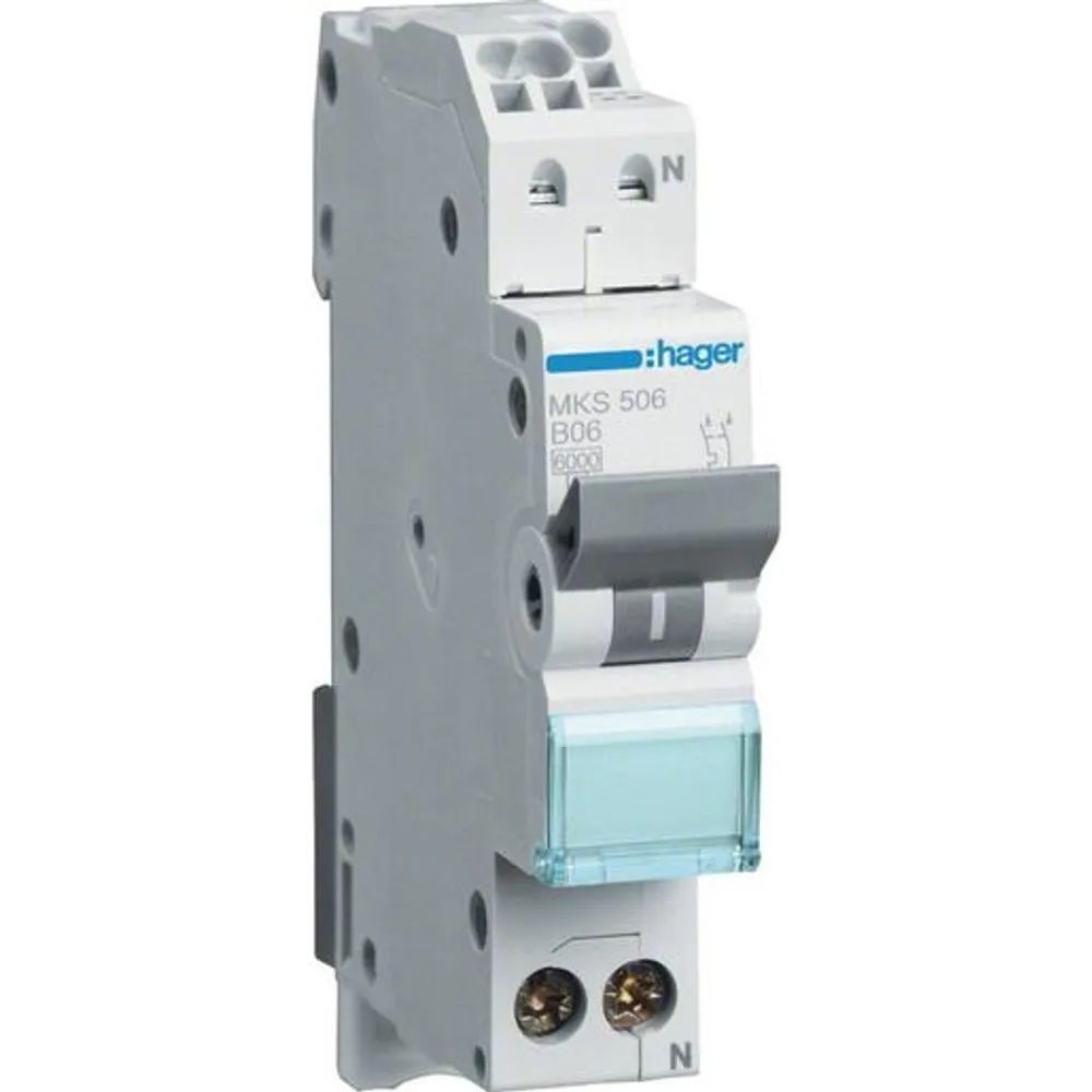 Hager LS-SCHALTER 1P+N 6A-B6KA 1PLE / HAGER MKS506 QUICK CONNECT MKS506