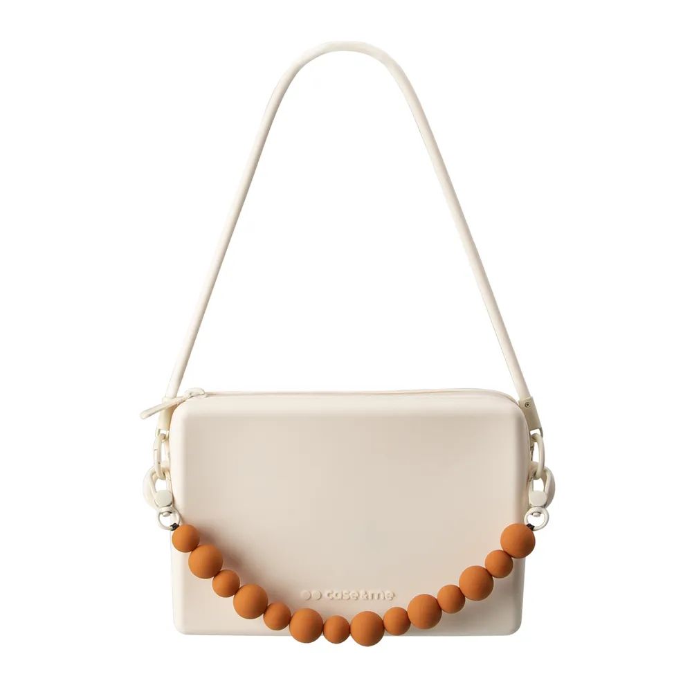 CASE&ME Silikon Handtasche mit Trageriemen, Größe M, braun