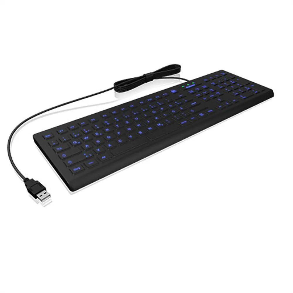 KeySonic KSK-8031INEL-B (DE) Hygienetastatur - Industrietastatur - USB - Beleuchtung - schwarz - Volle Größe (100%) - Kabelgebunden - USB - QWERTZ - Schwarz