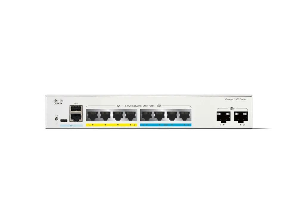 Cisco Catalyst 1300-8MGP-2X - Switch - L3 - managed - 4 x Gigabit Ethernet + 4 x 100/1000/2.5G + 2 x 10 Gigabit SFP+ - an Rack montierbar - PoE+ (120 W)