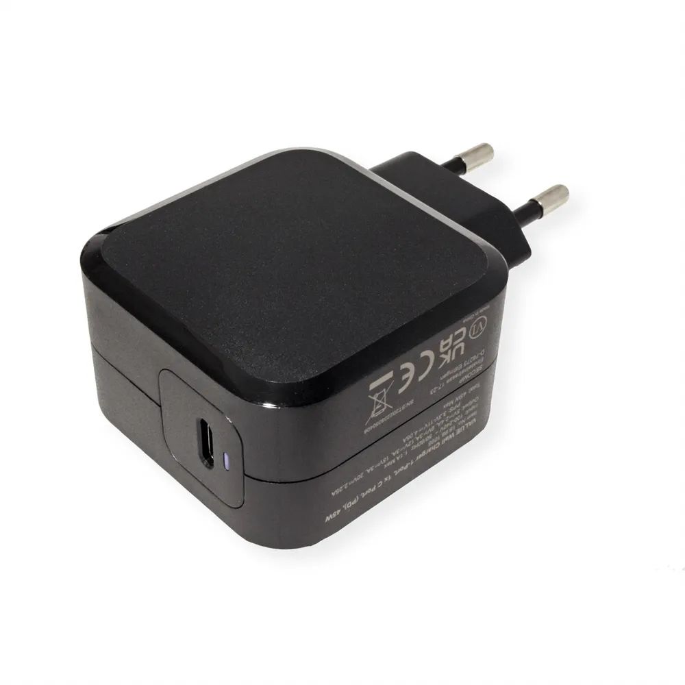 VALUE USB Charger mit Euro-Stecker, 1 Port (Typ-C PD), 45W
