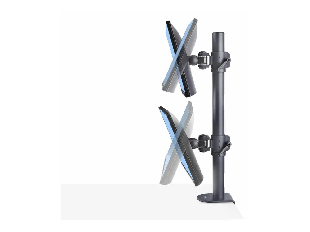 StarTech.com Desk Mount For 2x Vertically Stacked Monitors, Dual 49", TAA - Befestigungskit (C-Halterung 25 - 100 mm, Mastenbau, Polkappe, 2 VESA-Halterungen, 2 VESA-Platten, 2 Stützkragen)