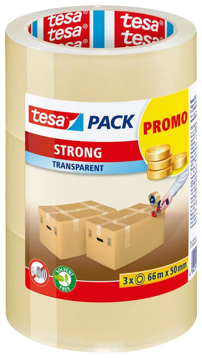 tesa® Tesapack Strong – 3er-Pack – 66 m x 50 mm – braun – extra stark