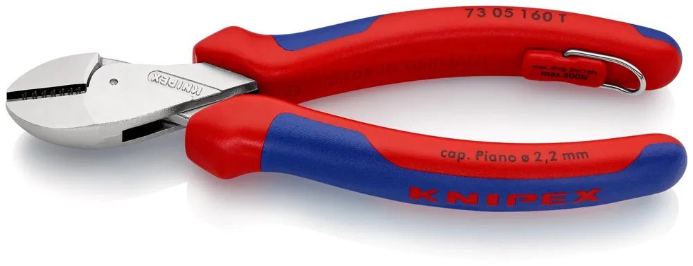 KNIPEX 73 05 160 T X-Cut® Kompakt-Seitenschneider mit 2K-Hüllen, mit integrierter Befestigungsöse 160 mm