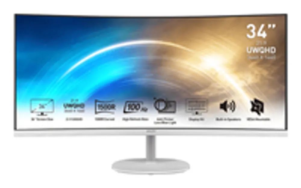 MSI PRO MP341CQWDE 86.36cm 34Zoll VA 3440x1440 21 9 300cd/m2 4ms HDMI DP White