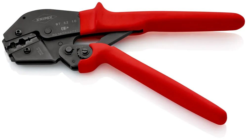 KNIPEX Crimpzange auch für Zweihandbedienung mit rutschhemmenden Kunststoff-Hüllen brüniert 250 mm