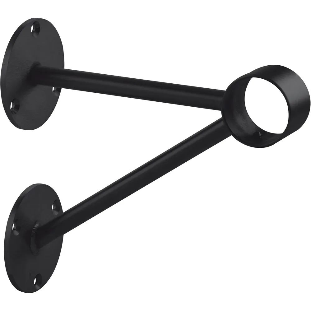 Pohl Bar-Reling Wandstütze mit Diagonalstreben für Rohr-ø 38 mm, Schwarz beschichtet