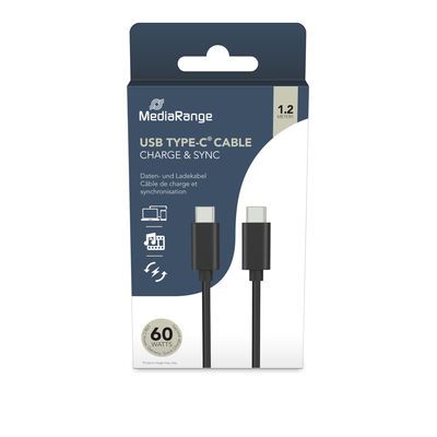MediaRange USB Type-C Charge and Sync Cable 60W 1,2m black