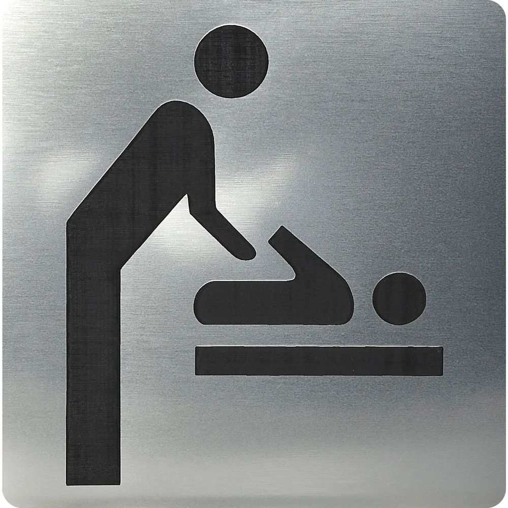 Schachermayer VVP WC Symbol Wickelraum selbstklebend, 100 x 100 mm, Kunststoff Edelstahl-Effekt