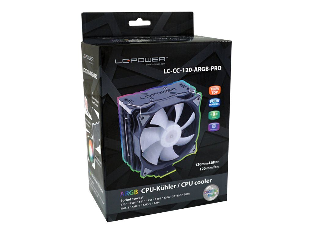 LC-Power LC-CC-120-ARGB-PRO - Prozessor-Luftkühler - (für: LGA775, LGA1156, AM2, AM2+, LGA1366, AM3, LGA1155, AM3+, LGA2011, FM1, FM2, LGA1150, LGA2011-3, LGA1151, AM4, LGA2066)
