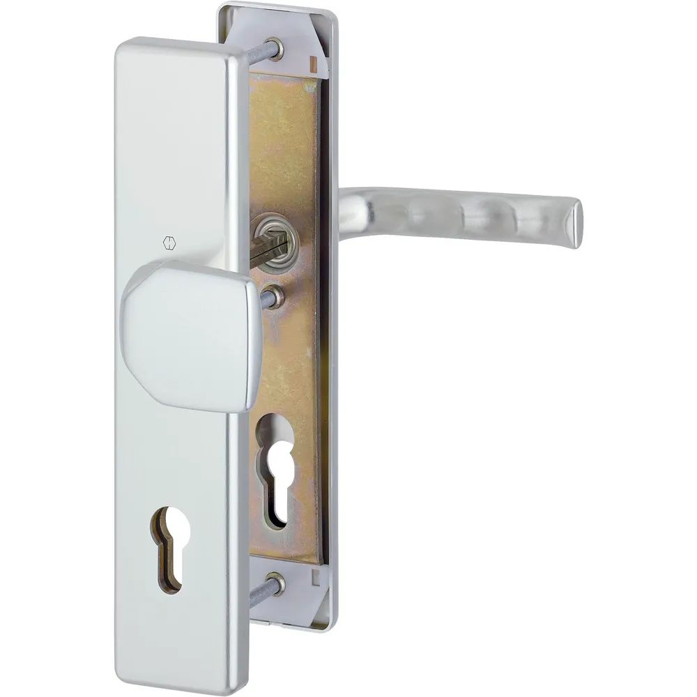 Hoppe SH-Wechselgarnitur LONDON-auf Schild PZ88, 57-67, SST, ohne Kzs., silber
