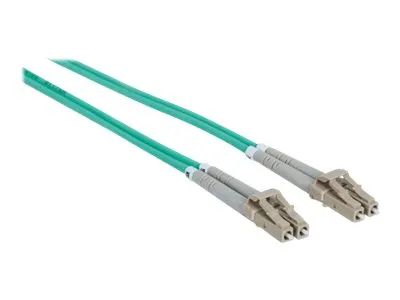 Intellinet Fiber Optic Patch Cable, OM3, LC/LC, 5m, Aqua, Duplex, Multimode, 50/125 µm, LSZH, Fibre, Lifetime Warranty, Polybag - Patch-Kabel - LC Multi-Mode (M)