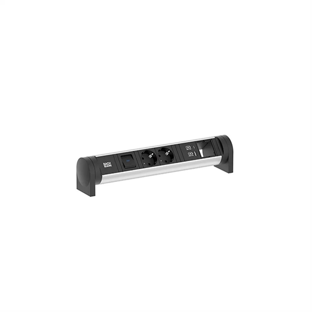 BACHMANN CYCLE Desk 2xCEE7/3 1xSchalter 1xCM 1xUSB A/C 22W 0,2m GST18