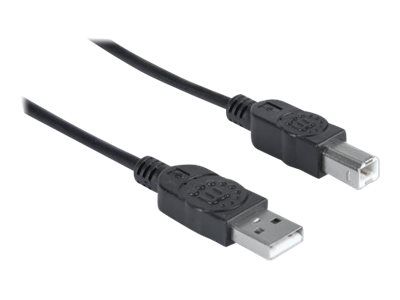 Manhattan USB-A to USB-B Cable, 1.8m, Male to Male, Black, 480 Mbps (USB 2.0)