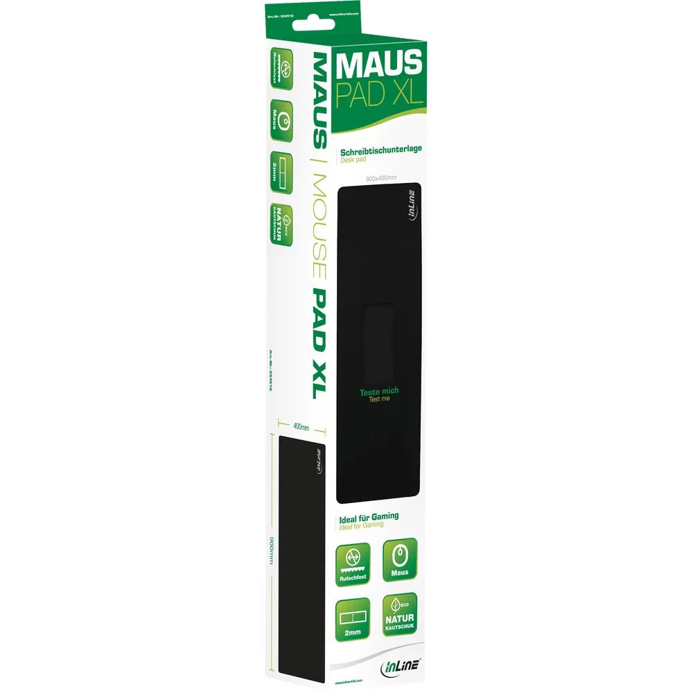 InLine Maus-Pad XL Schreibtischunterlage - 900x400x2mm - schwarz