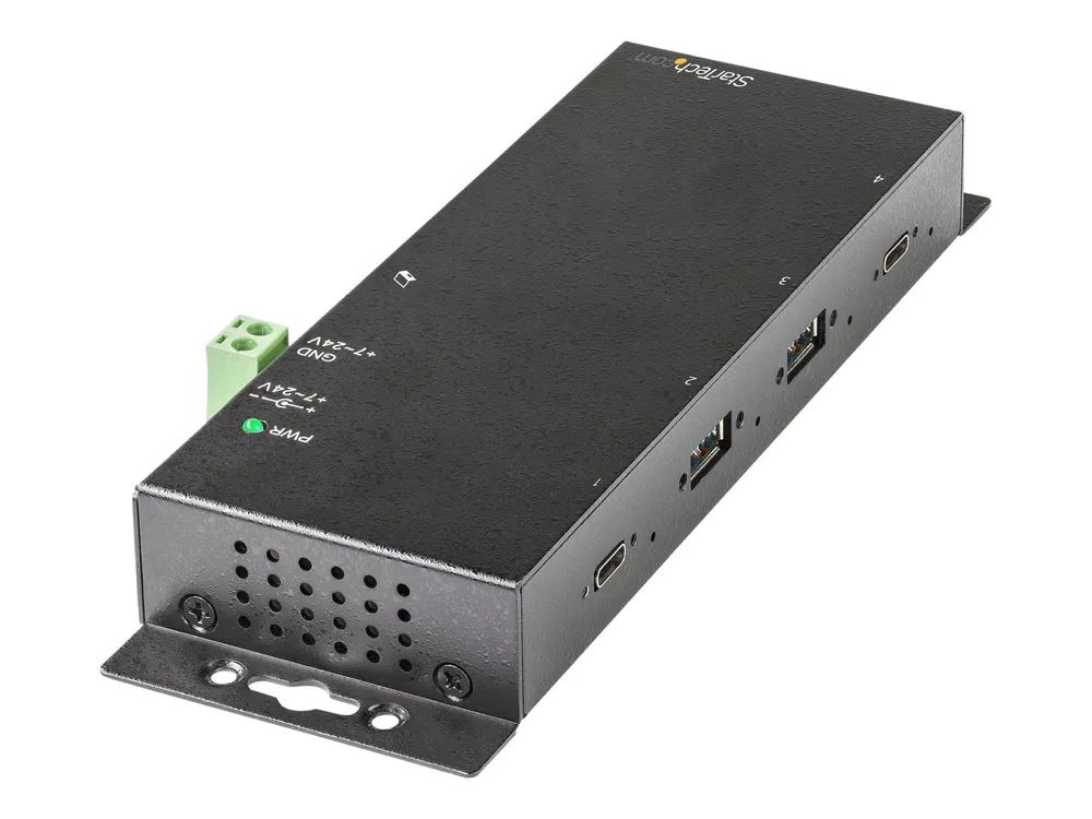 StarTech.com 4 Port USB-C Hub 10 Gbit/s -Metall Industrieller USB-C Hub - 2x USB-C & 2x USB-A - ESD Überspannungsschutz - USB-C oder USB-A Host - Eigenstromversorgung USB 3.1 G2 Typ-C (HB31C2A2CME)