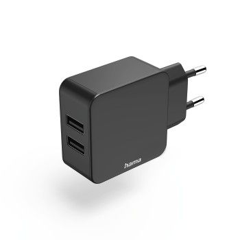 Hama Ladegerät, 2x USB-A, 12 W, Schwarz