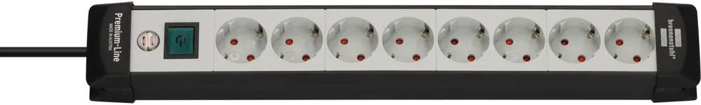 Hugo Brennenstuhl GmbH & Co. KG Premium-Line Steckdosenleiste 8-fach schwarz/lichtgrau 5m H05VV-F 3G1,5