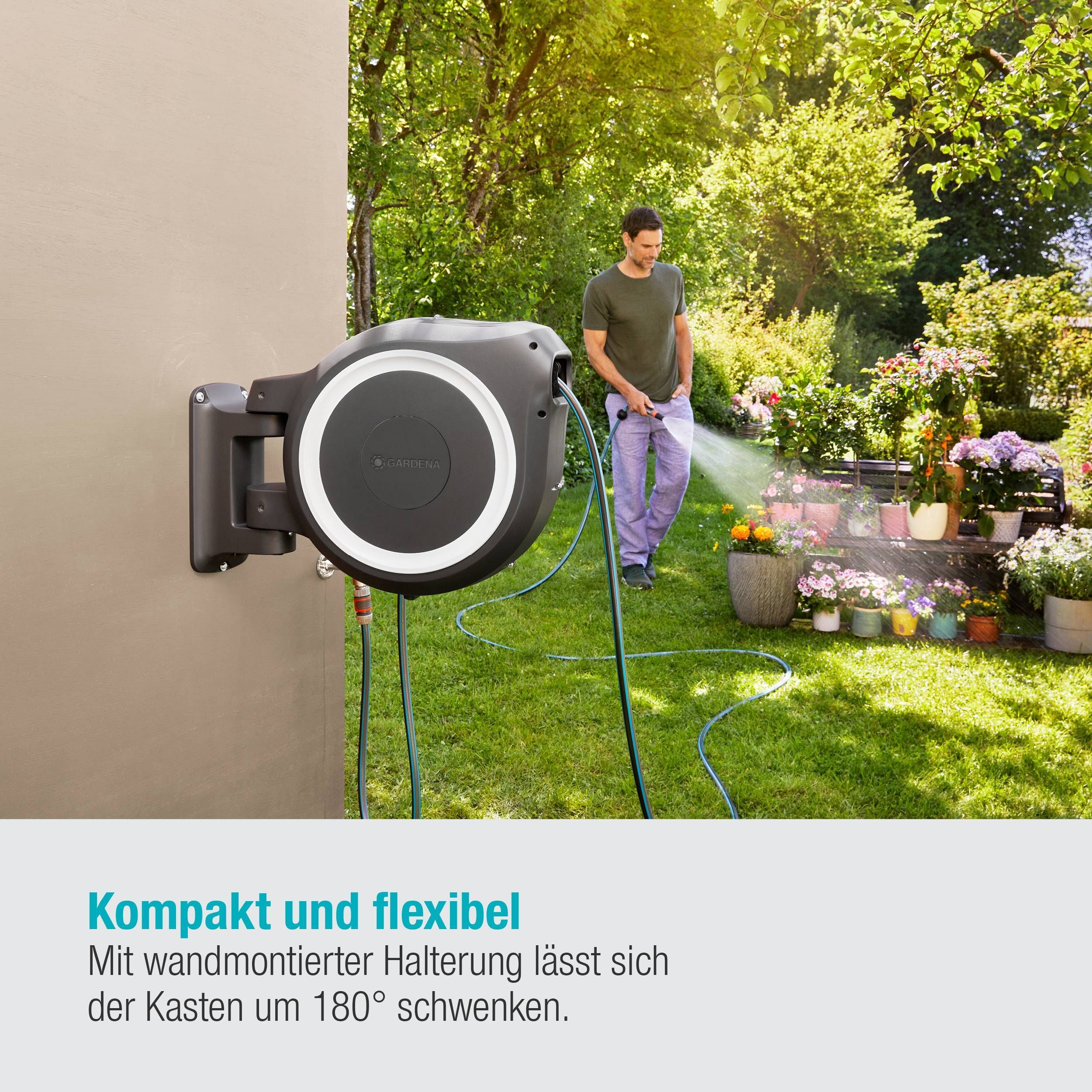 Gardena Wand-Schlauchbox RollUp M/L, 25 m, weiß