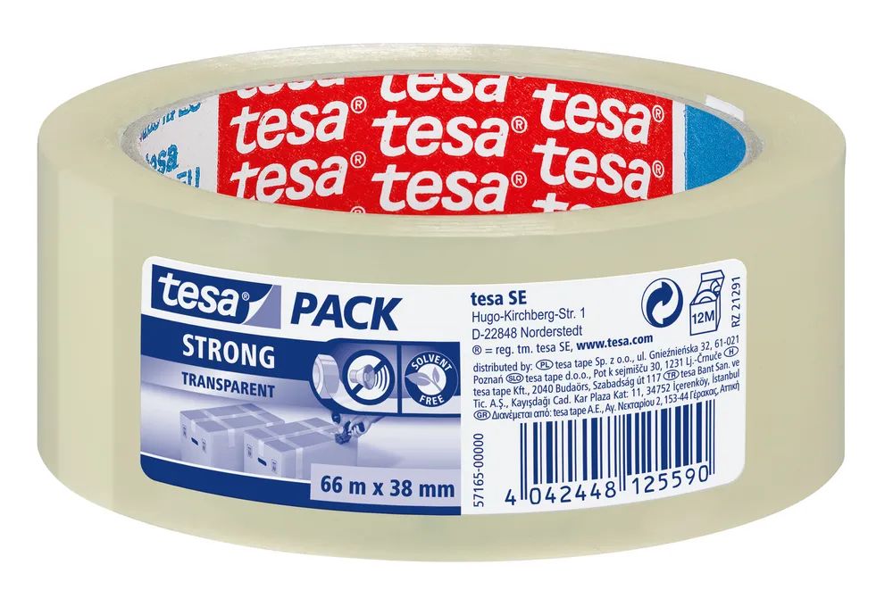 tesapack® Strong Transparent 66 m x 38 mm – extra stark & reißfest