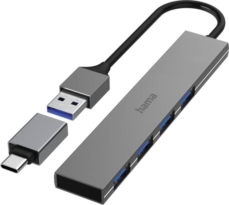 Hama USB-Hub 200141 USB-Hub, 4 Ports, 5 Gbit/s, +USB-C