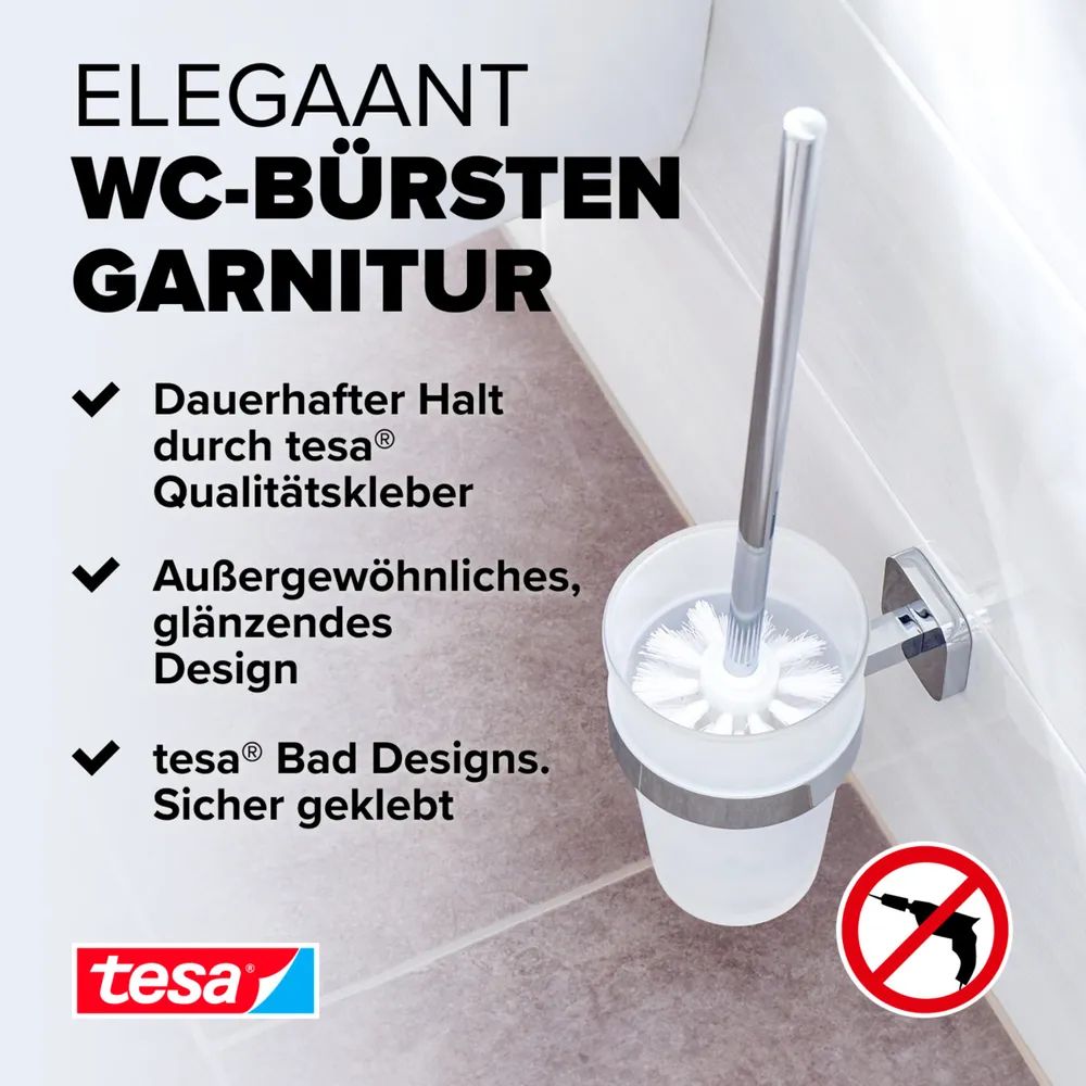 tesa® ELEGAANT WC-Bürstengarnitur–mit Klebelösung
