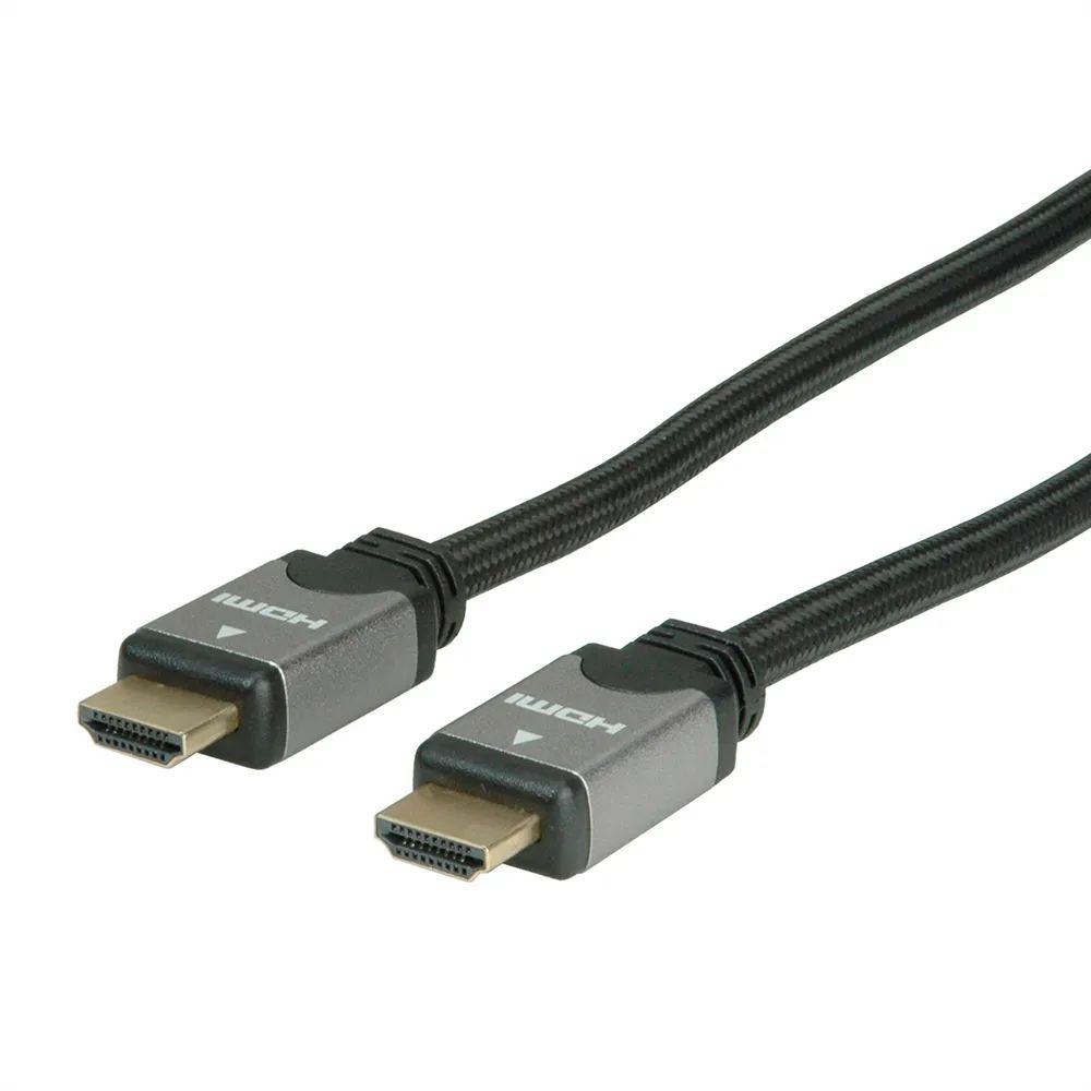 ROLINE HDMI High Speed Kabel mit Ethernet, ST-ST, schwarz / silber, 3 m