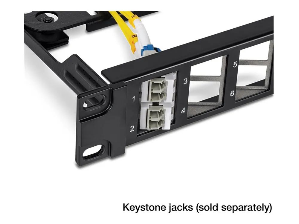 TRENDnet TC-KP24SA - Patch Panel - abgewinkeltes geschirmtes Keystone-Patchpanel - Rack montierbar - CAT 6a - Schwarz - 1U - 48.3 cm (19")