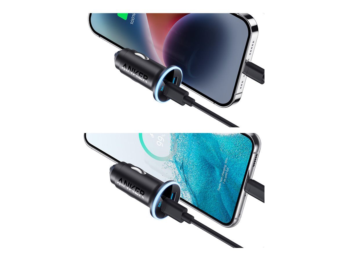 Anker Innovations Anker 323 - Auto-Netzteil - 52.5 Watt - 3 A - IQ 3.0, Fast Charge - 2 Ausgabeanschlussstellen (USB, 24 pin USB-C)