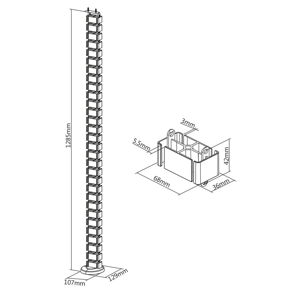 InLine Kabelkanal flexibel für höhenverstellbare Tische - 4 Kammern - weiß